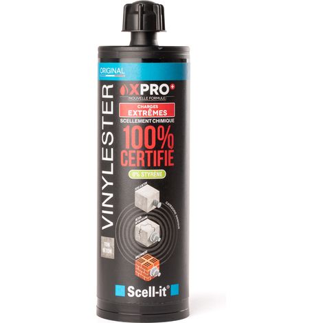 Scell-It – Kit de scellement chimique 420 ml pour béton armé – Système de mélange Prémix – 20% d'efforts en moins – XPRO420