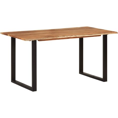 Table de salle à manger design industriel 154 x 80 x 76 cm bois d'acacia et acier DEC036609 (1/5)