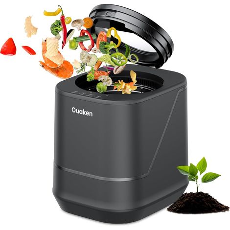 Composteur Électrique de Cuisine Intelligent 4L 3 Modes, Sans Odeur, Silencieux, Auto-Nettoyage, Réduit 90% des Déchets Alimentaires, Transforme les Restes en Engrais, Noir (1/5)