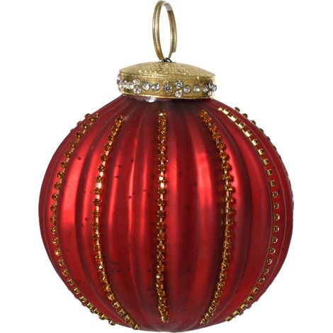 kaemingk KAEMINGK - Sfera natalizia rossa e diamanti 11cm Cod. 708656