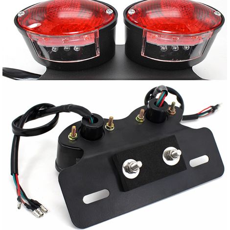 Universelle Motorradteile, Retro-Umbau, universelles LED-Rücklicht, Kennzeichenhalterung, Bremslicht (1/2)