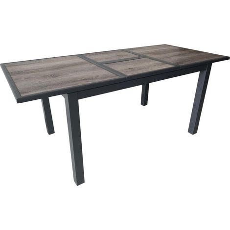 PROLOISIRS Table de jardin Genes en Aluminium 60/220 x 74 x 90 cm - plateau SPC - graphite/gris