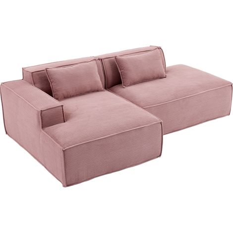 Divano in tessuto rosa chiaro da 233 cm con 2 cuscini e molle, moderno e confortevole (1/5)
