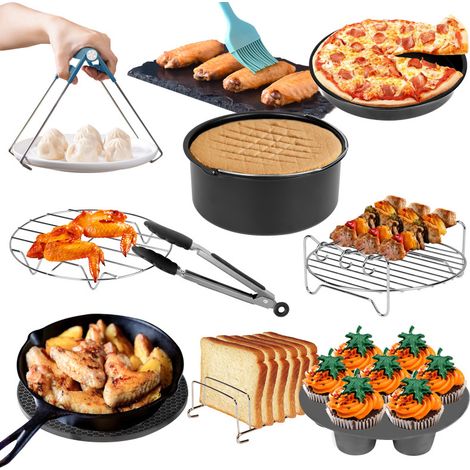 SWANEW Accessori per friggitrice ad aria (12 set) -7 pollici. accessori per friggitrice ad aria. adatti per friggitrici ad aria da 3.5 a 5.8 QT tutte le marche (1/5)