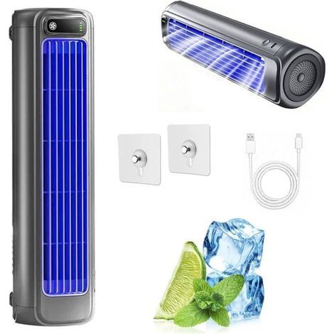 Rafraichisseur D'air Silencieux, Mini Climatiseur Portable, Avec Affichage Led, Rechargeable, pour Chambre, Bureau, Maison, Restez (1/5)
