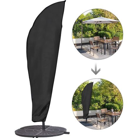 Housse de parapluie en porte-à-faux pour 7 à 11 pieds, housses de parapluie de terrasse avec fermeture éclair, étanche (1/5)