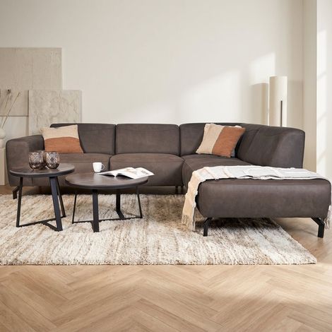 Ecksofa Anthrazit robustes Öko-Leder Barin - rechts (1/5)