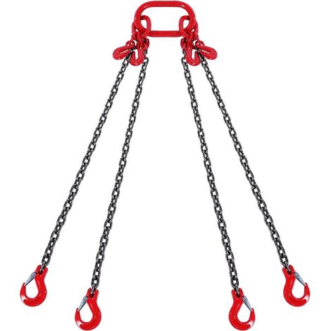 Élingue Chaîne de Levage 4 Brins Manutention 5000kg G80 8mm 3m avec Crochets Ajustables pour Usine et Chantier (1/5)