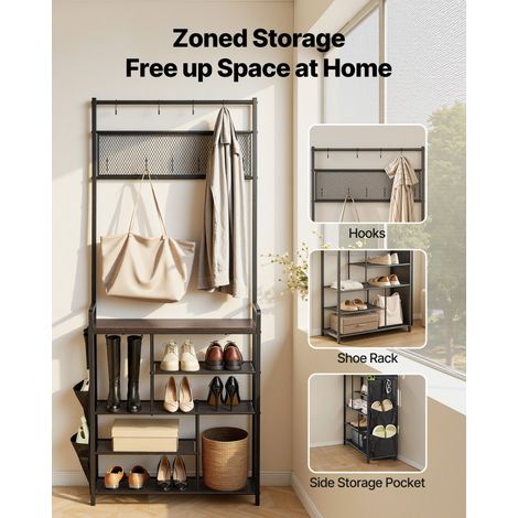 Meuble d'Entrée 180 cm, Porte Manteaux avec Rangement pour Chaussures 5 Niveaux, pour Couloir Chambre Dressing, Vestiaire d'Entrée… (1/5)