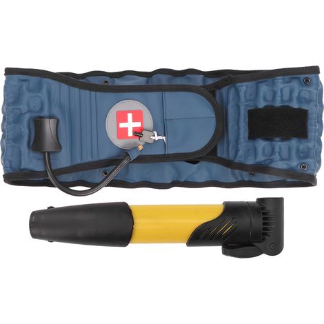 Ceinture de décompression lombaire gonflable bleue, soutien dorsal pour soulager les douleurs, avec pompe (1/5)