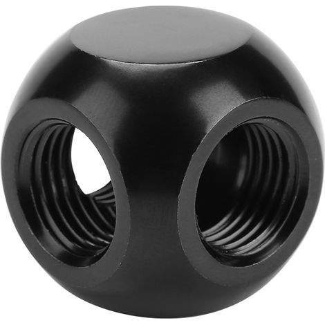 Raccord sphérique 3 voies en laiton G1/4 pour refroidissement liquide PC (Noir) (1/5)