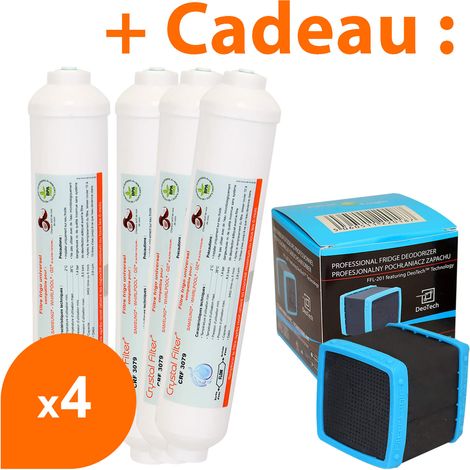 Filtre à eau Crystal Filter CRF 3079 universel pour frigo américain – Charbon actif de noix de coco – Lot de 4 – Remplace 95% des filtres externes (1/5)