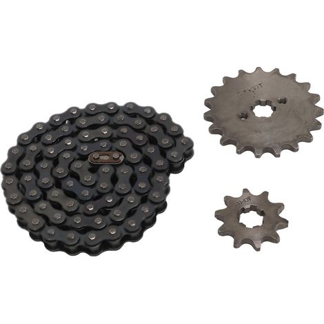 Kit chaîne acier 420 pour VTT tout-terrain (VTT) : pignon avant 19 dents, pignon arrière 10 dents et pignon arrière 10 dents. (1/5)