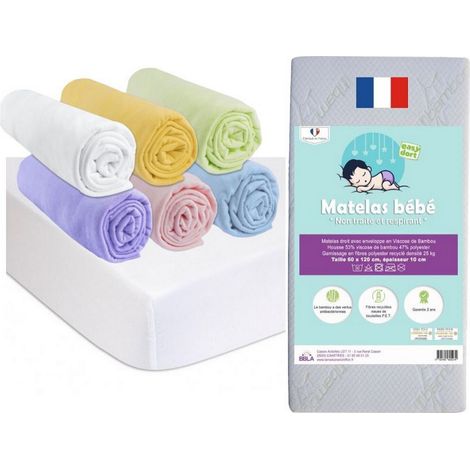 Drap housse 60x120 Bébé (Lot de 6) + 2 Protèges matelas (1/4)