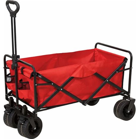 Chariot de transport pliable robuste 96x61x102 cm - Charge 80 kg - Roues freinables 7x4 pouces