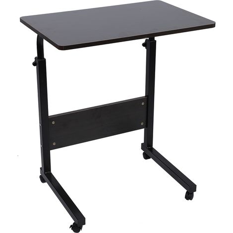 Bureau d'ordinateur - Structure en acier carbone + plateau en aggloméré - Noir - Hauteur réglable (71,5-85 cm) - Roulettes intégrées - Charge maximale 10 kg (1/5)