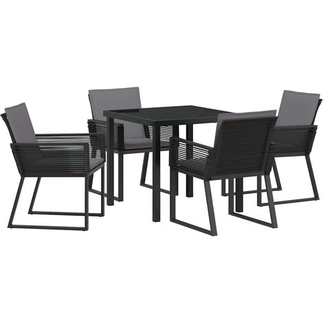Garden Dining Set 5 pcs Black Poly rattan vidaXL (1/5)