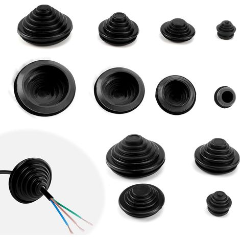Kit de 60 Œillets en Caoutchouc Passe Cable Etanche Electrique Passe Fil Caoutchouc 10 mm/20 mm/25 mm/30 mm, pour Câble, Prise, Plomberie (1/5)