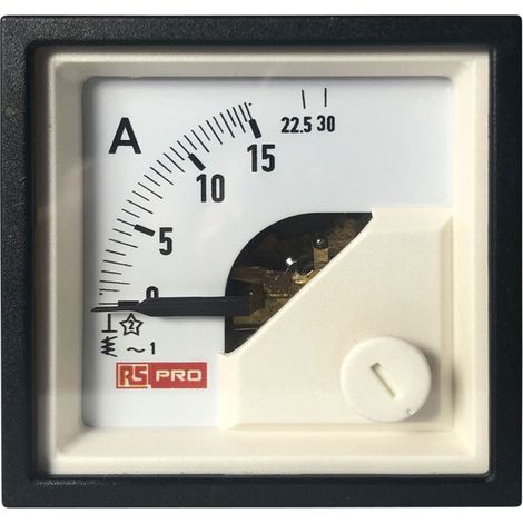 Ampèremètre analogique de panneau V c.a. RS PRO, Echelle 30 (Input)A, 48mm x 48mm ( Prix pour 1 ) (1/3)