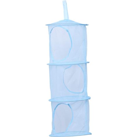 Bolsa de malla azul – compartimentos plegables – juguetes/ropa/zapatos – dormitorio/niños