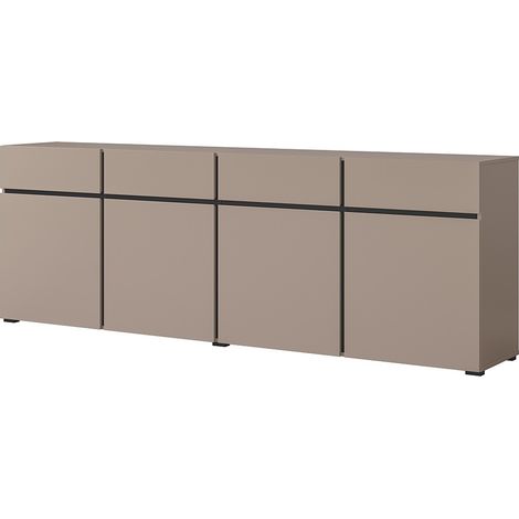 Buffet XL in Beige und Schwarz 225cm Kollektion HAVANA. Sideboard im Design mit 4 Türen und 4 Schubladen.