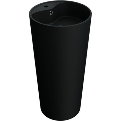 doporro® freistehendes Standwaschbecken BTH: 45x45x90cm Colossum35 matt schwarz, aus Mineralguss Waschtisch Waschplatz Standsäule