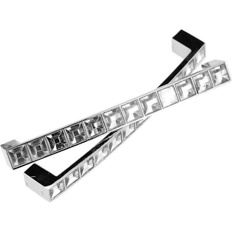 Poignées de porte et de meuble carrées en cristal, style européen — Adaptées aux tiroirs, armoires et placards (Lot de 2, Argent) (1/4)