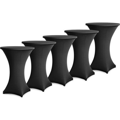5x Luxuriöser Stehtischrock 80 85 x 110 cm Extra dick und robust Stretch-Stehtischdecke Stehtisch-Partytischrock Karneval Schwarz Tischdecken für (1/5)