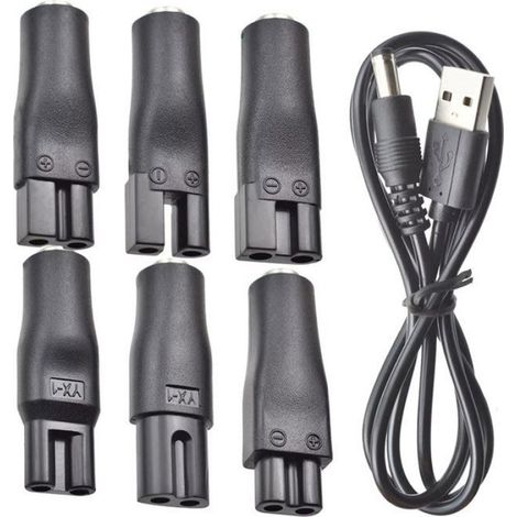 Lot de 7 Câbles d'alimentation Connecteur multiple USB 5V en Cuivre pur Gaine PVC pour tondeuse et rasoir électrique (1/5)