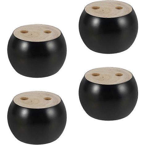 Pieds de meubles en bois, support rond pour canapé, quatre pieds ronds en bois noir (1/5)