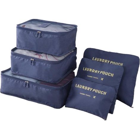 Set di 6 organizer multifunzionali per bagagli - Accessori da viaggio per valigie o borse da viaggio con scomparto per scarpe - Azzurro cielo (1/5)