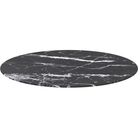 Maison Exclusive - Dessus de table noir Ø80x1 cm verre trempé avec design marbre