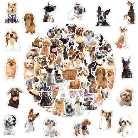 Juego de 50 pegatinas de perros, vinilo impermeable, diseño único, para botellas, ordenadores, teléfonos, niños (1/5)