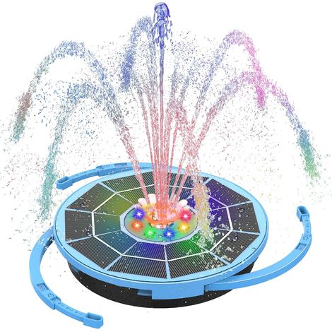 Fontaine Solaire 3,5 W avec Batterie 3000 mAh Pompe Flottante avec Verre Bleu Clair pour Jardin Bassin et Effets de Pulvérisation (1/5)