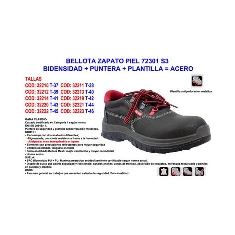 Bellota 72301 S3 chaussure en cuir numéro 38 avec bout et semelle en acier