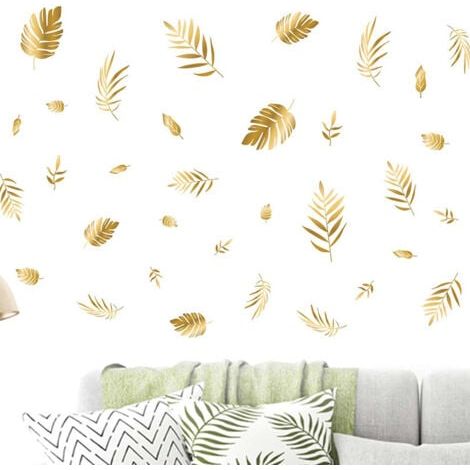 Feuilles d'or en chute libre chambre à coucher salon entrée dortoir décoration intérieure stickers muraux (1/5)