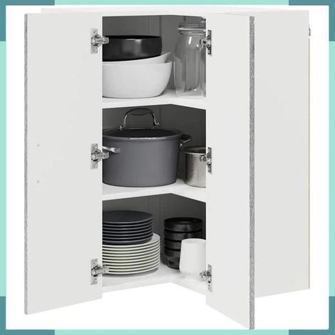 Armoire d'angle murale de cuisine - Kalmar - Gris Sonoma - 57 x 57 x 80 cm - Bois d'ingénierie (1/5)