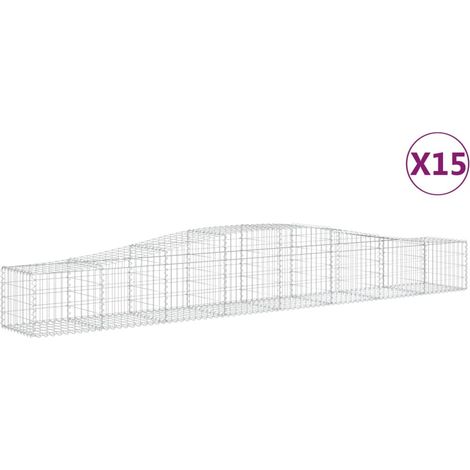 Paniers à gabions arqués 15 pcs  Mur en gabion 400x50x40/60 cm Fer galvanisé