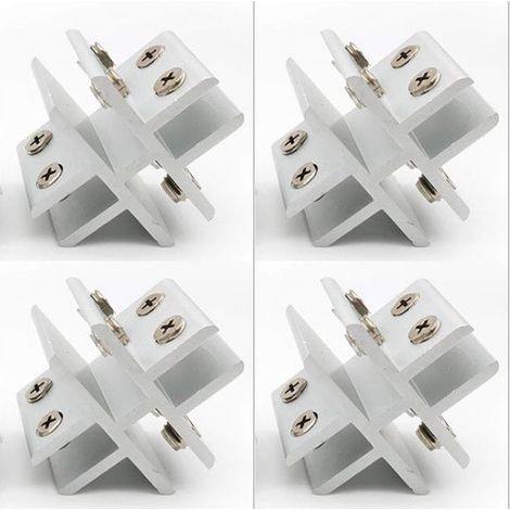AIDUCHO Lot De 4 Pinces À Verre En Forme De Croix Avec Support Pour Verre Sur 4 Panneaux Latéraux, Douche, Tables, Panneaux, Serrage 10–12 Mm (1/5)