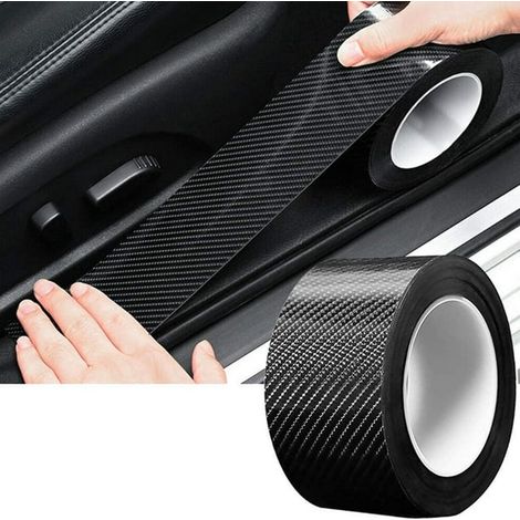 Film protecteur universel pour seuils de portières de voiture, autocollant en fibre de carbone de 10 m, protection de pare-chocs, protection de seuils de portières et de jantes (5 cm x 10 m) (1/5)