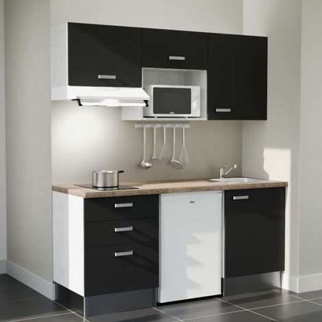 Kitchenette K20L-PT avec électroménager - 180 cm - plan stratifié, évier inox (1/5)