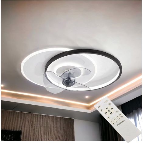Plafoniera moderna a led con ventilatore da soffitto cambia 3 luci e velocità telecomando dimmerabile (1/5)