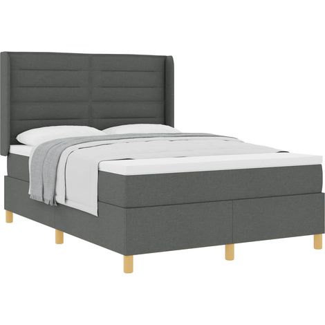 Maison Exclusive - Letto a molle con materasso Grigio scuro 140 x 190 cm Tessuto