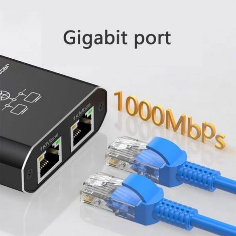 Switch Ethernet - 2 Ports 1000 Mbps - Aluminium - Alimentation USB - Compatible Cat5e à Cat8 (1/5)