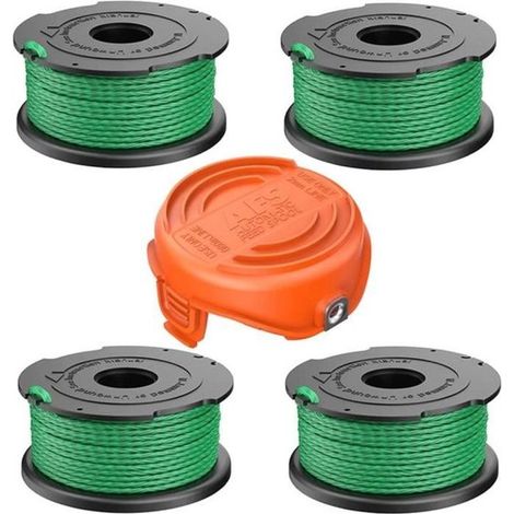 Cuatro bobinas de repuesto. Aptas para el cortacésped BLACK+DECKER A6486-XJ, incluyendo una plataforma de corte 90583594. (1/4)
