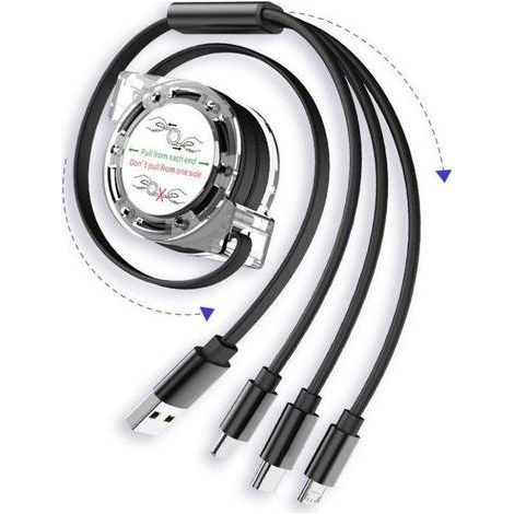 Câble USB 5A 3-en-1 Charge Rapide et Synchronisation pour Micro USB, Type-C et Huawei (1/5)
