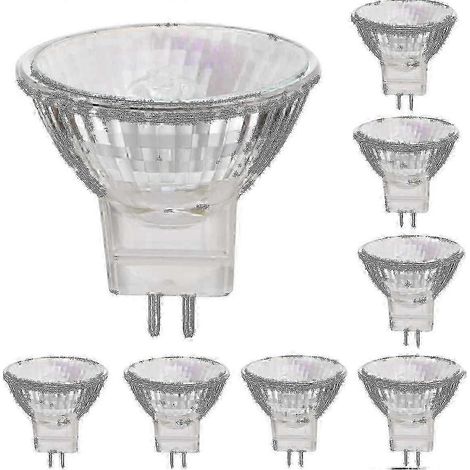 Lot de 8 spots halogènes GU4 12 V 20 W, blanc chaud 2800 K, à intensité variable (1/5)