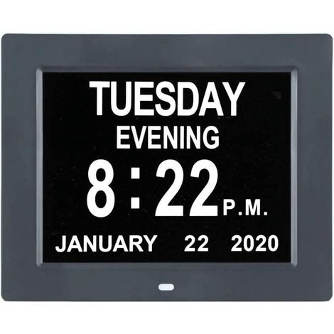 Réveil numérique 8 pouces IPS HD avec calendrier, 8 alarmes rappels, luminosité automatique, écran géant jour date mois pour personnes âgées, malvoyants, perte de mémoire, version 2022 améliorée (1/4)