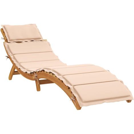 Bain de soleil en bois d'acacia massif beige (1/5)