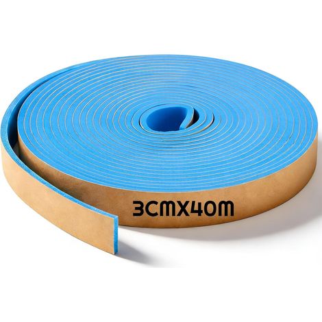 Auto Adhésif pour Enduit de Ragréage Bande de Joint de Dilatation pour Isolation Périphérique pour Chape autocollante Cloison Chauffage par le Sol(3 cm x 40 m,Bleu) (1/5)
